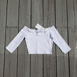 Zara White Off The Shoulder Crop Top - Medium